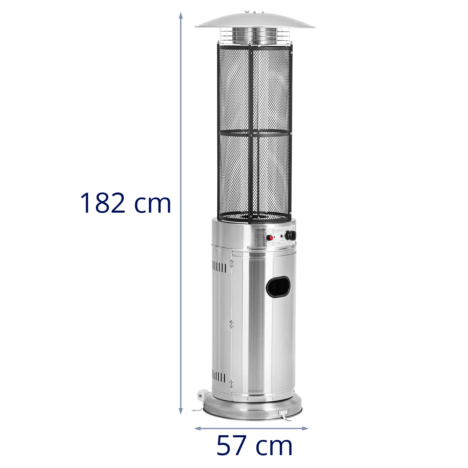 Dujinis terasos šildytuvas - 11 kW - 182 cm - nerūdijantis plienas (Pagrindo matmenys [cm]: Ø46 x 8.1)