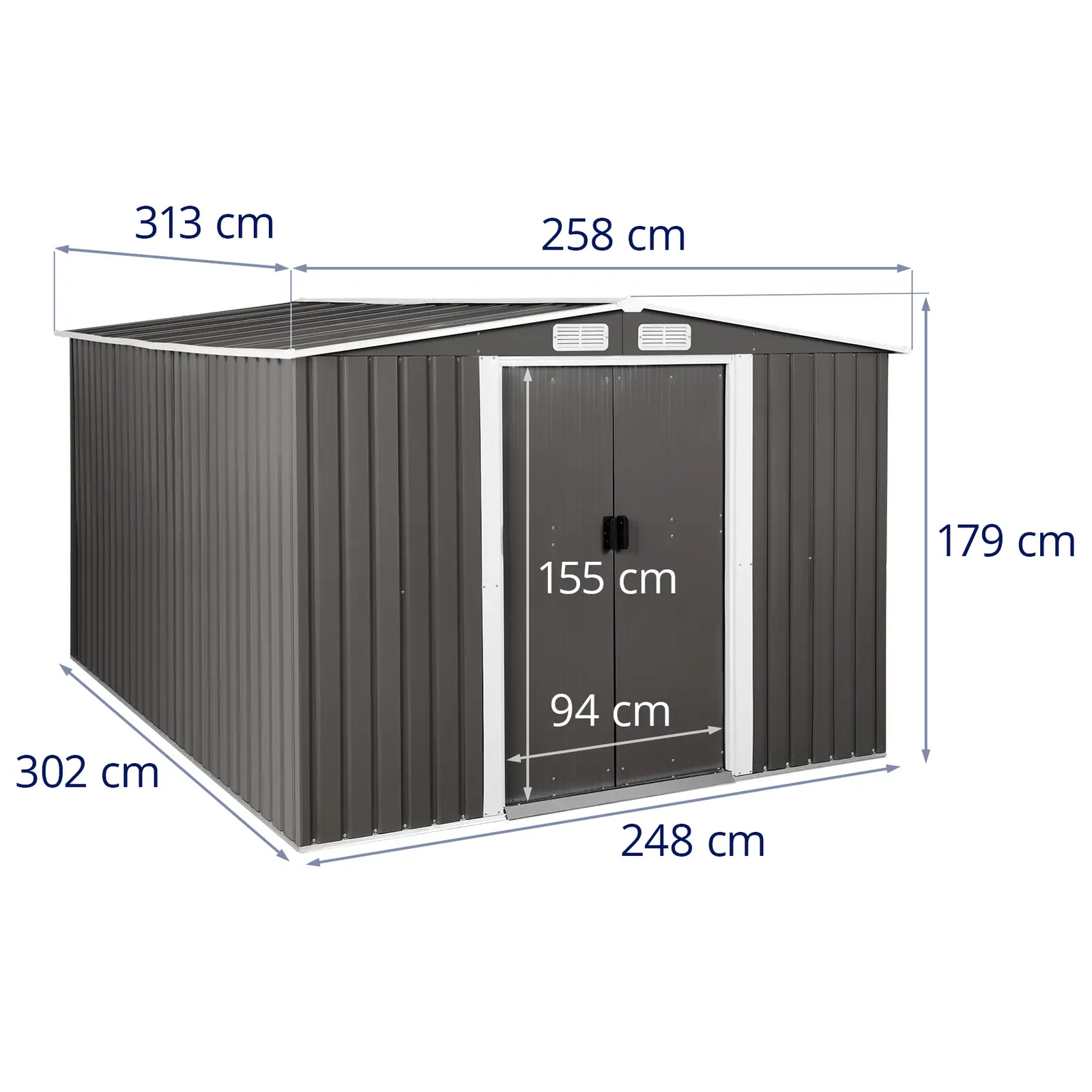 Haveskur metal 313 x 179 x 258 cm (Materiale: galvaniseret stål)