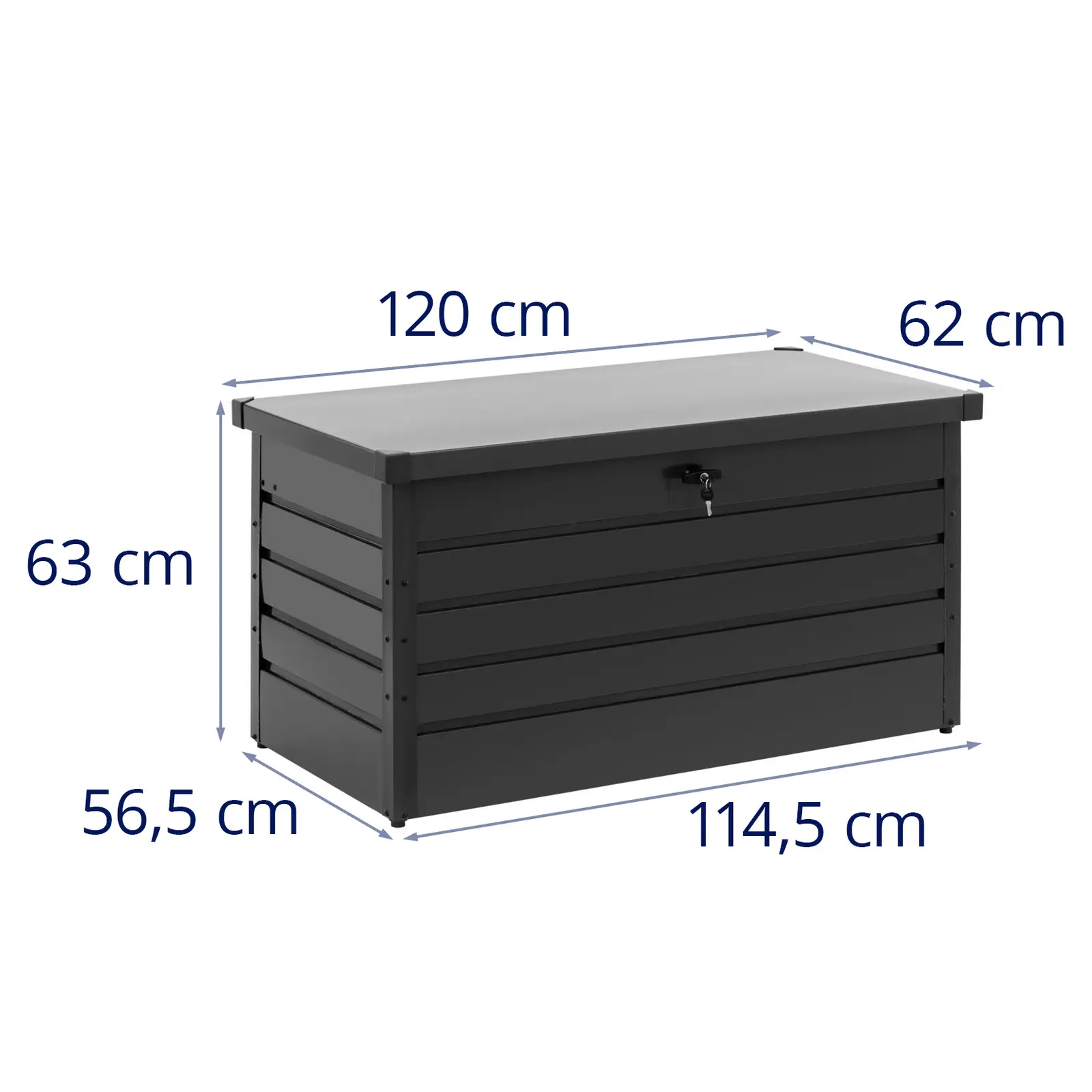 Box na polstry - práškově lakovaná ocel - odolný proti povětrnostním vlivům (Rozměry (DxŠxV): 120 x 62 x 63 cm)