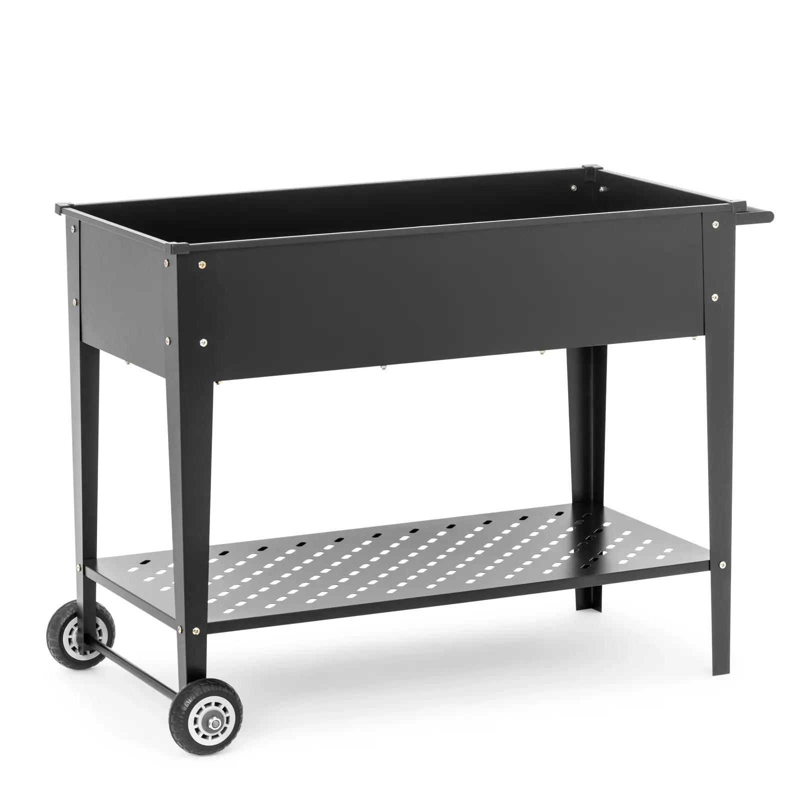 Metal Raised Garden Bed - with wheels and shelf - steel (galvanised)