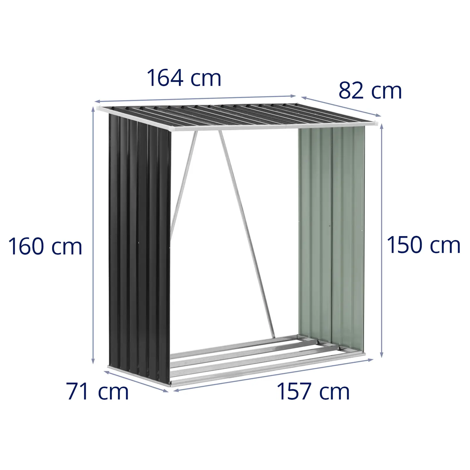  Abri pour bois de chauffage - 165 x 82 x 160 cm