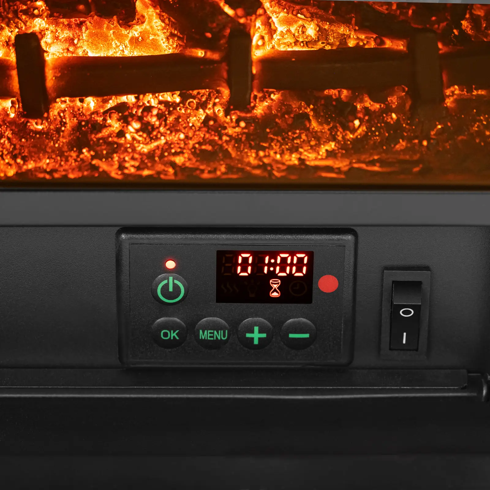 Elektrický krb - s funkcí vytápění - 1,8 kW - 2 stupně výkonu - středomořský design (Napájecí kabel: 1.7 m)