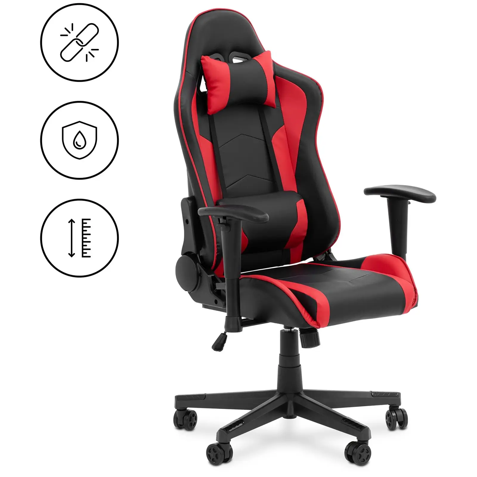B-Ware Gaming-Stuhl - mit Armlehnen - einstellbare Höhe / Rückenlehne - inkl. Nacken- und Lordosenstützen