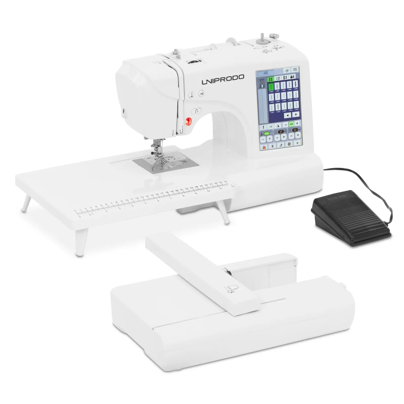 Máquina de costura e de bordar - 160 pontos - 96 padrões de bordado - Ecrã tátil LCD