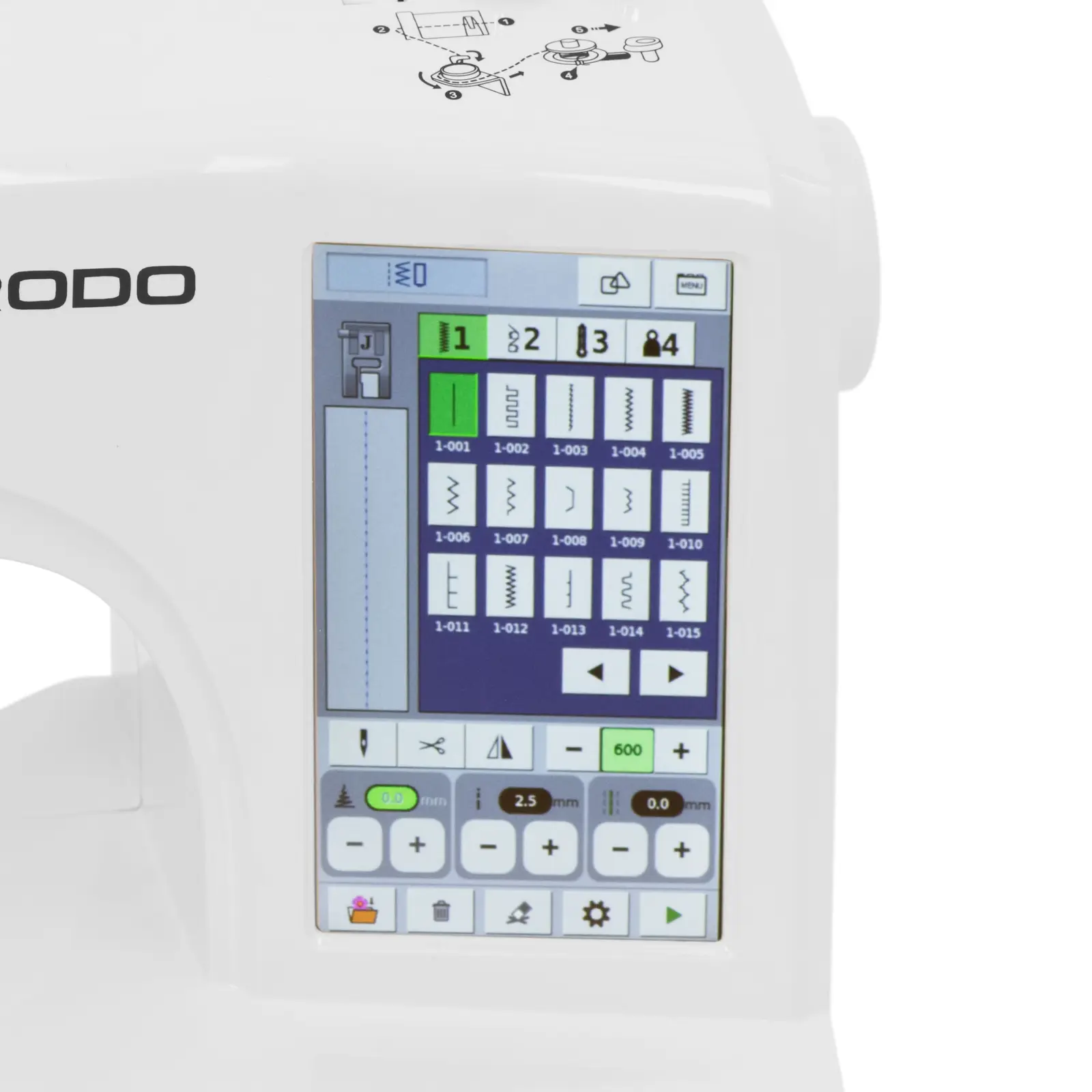 Sy- och broderimaskin - 160 stygn - 96 broderimönster - Touch-LCD