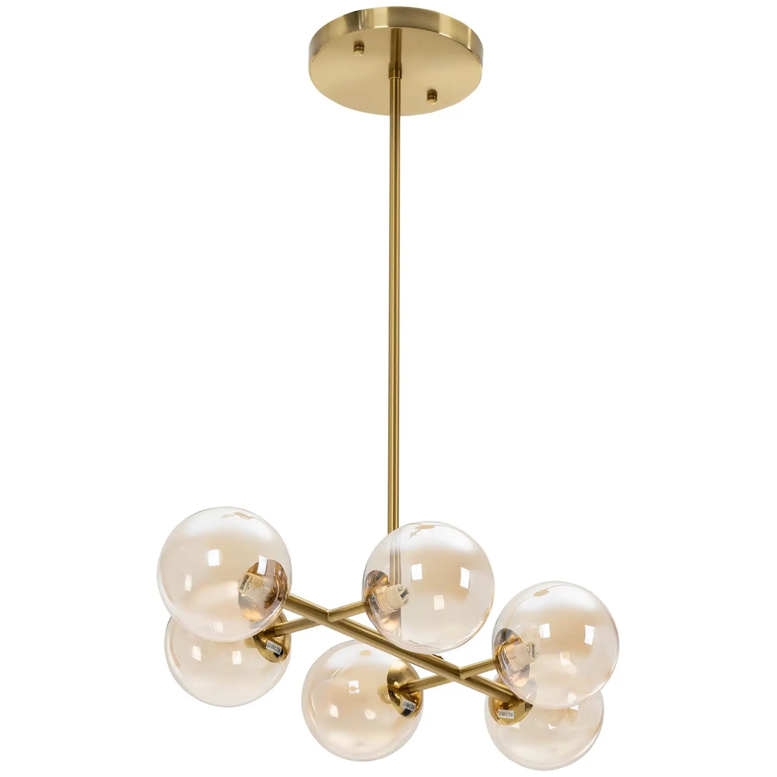 Kuglelampe loft - 6 elpærer - glaskugler