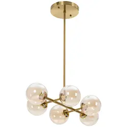 Lámpara colgante - 6 bombillas - esfera de cristal