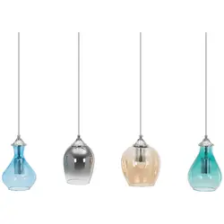 Висяща лампа - 4 светлинни източника - стъклени абажури в различни форми