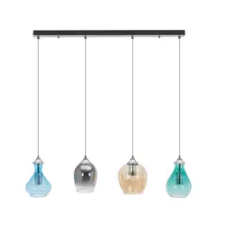 Lámpara colgante - 4 fuentes de luz - pantallas de cristal de formas variadas