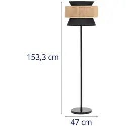 Stojací lampa - ratanové stínidlo - 40 W - výška 153 cm