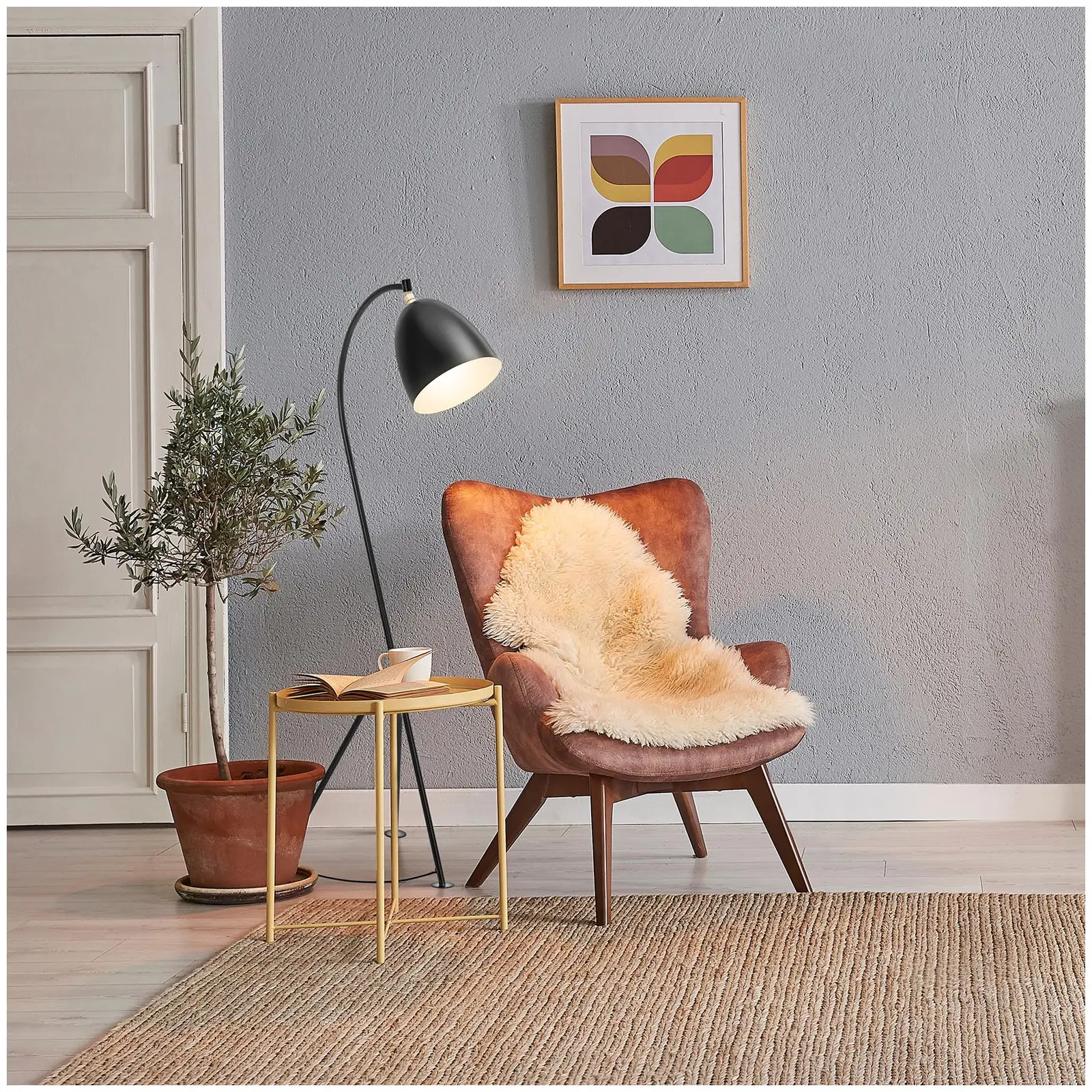 Oblouková lampa - pohyblivé kovové stínidlo - 40 W - výška 125 cm (Napájecí kabel: 1.8 m)