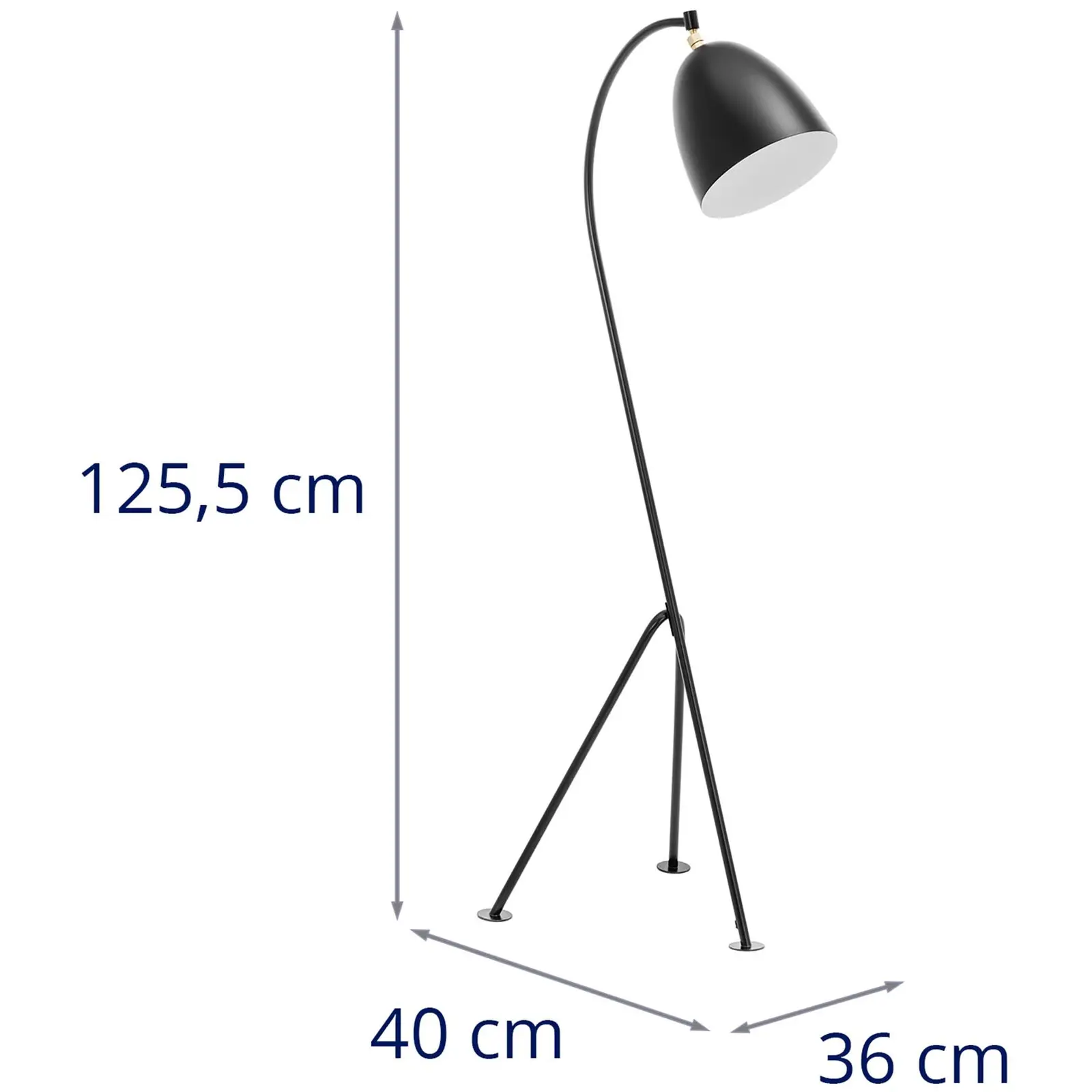 Gulvlampe - bevegelig metallskjerm - 40 W - høyde 125 cm