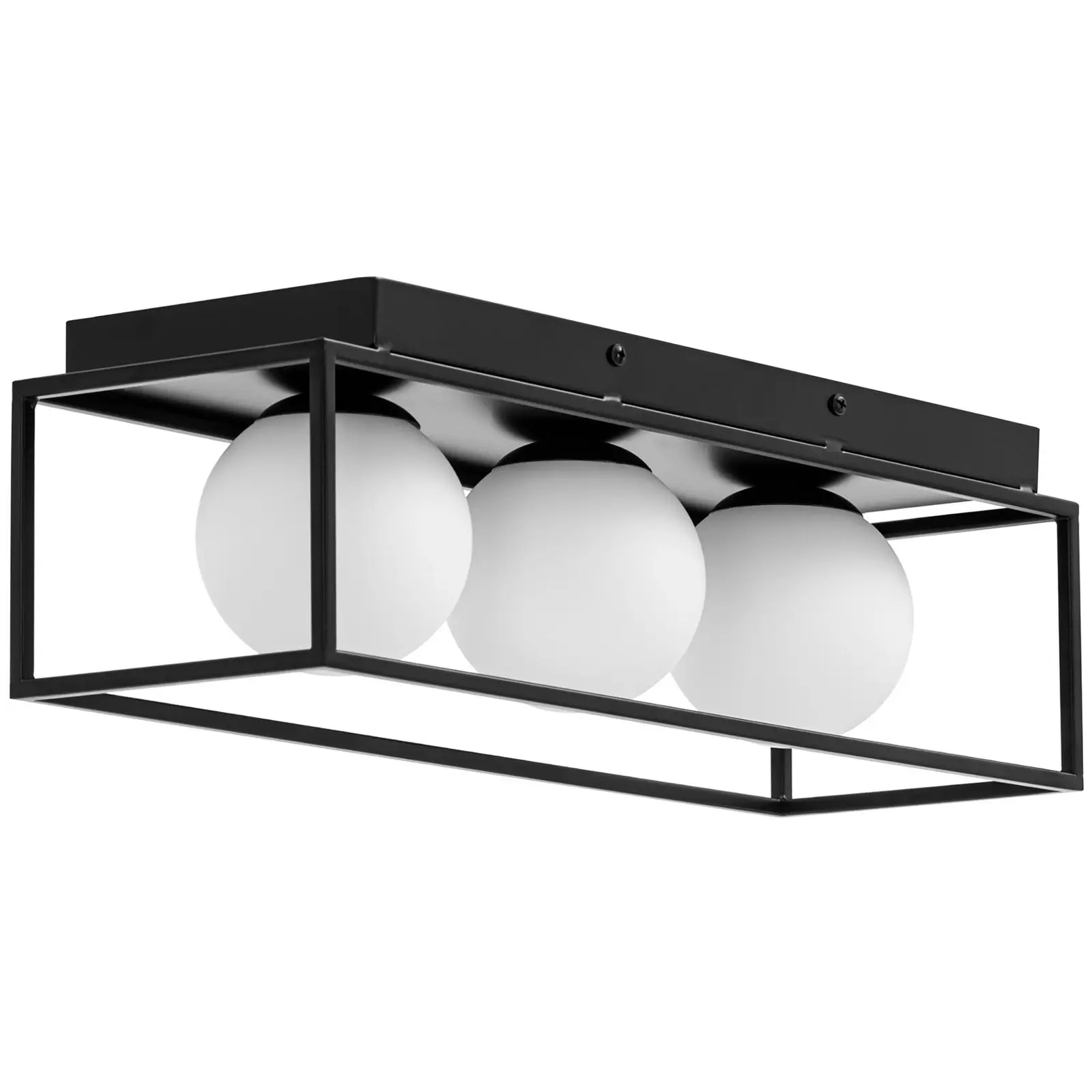 Lampa sufitowa - 3 szklane kule w żelaznej ramie