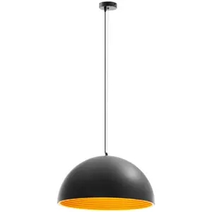 Pendant light - 1 light source - large shade with golden coating