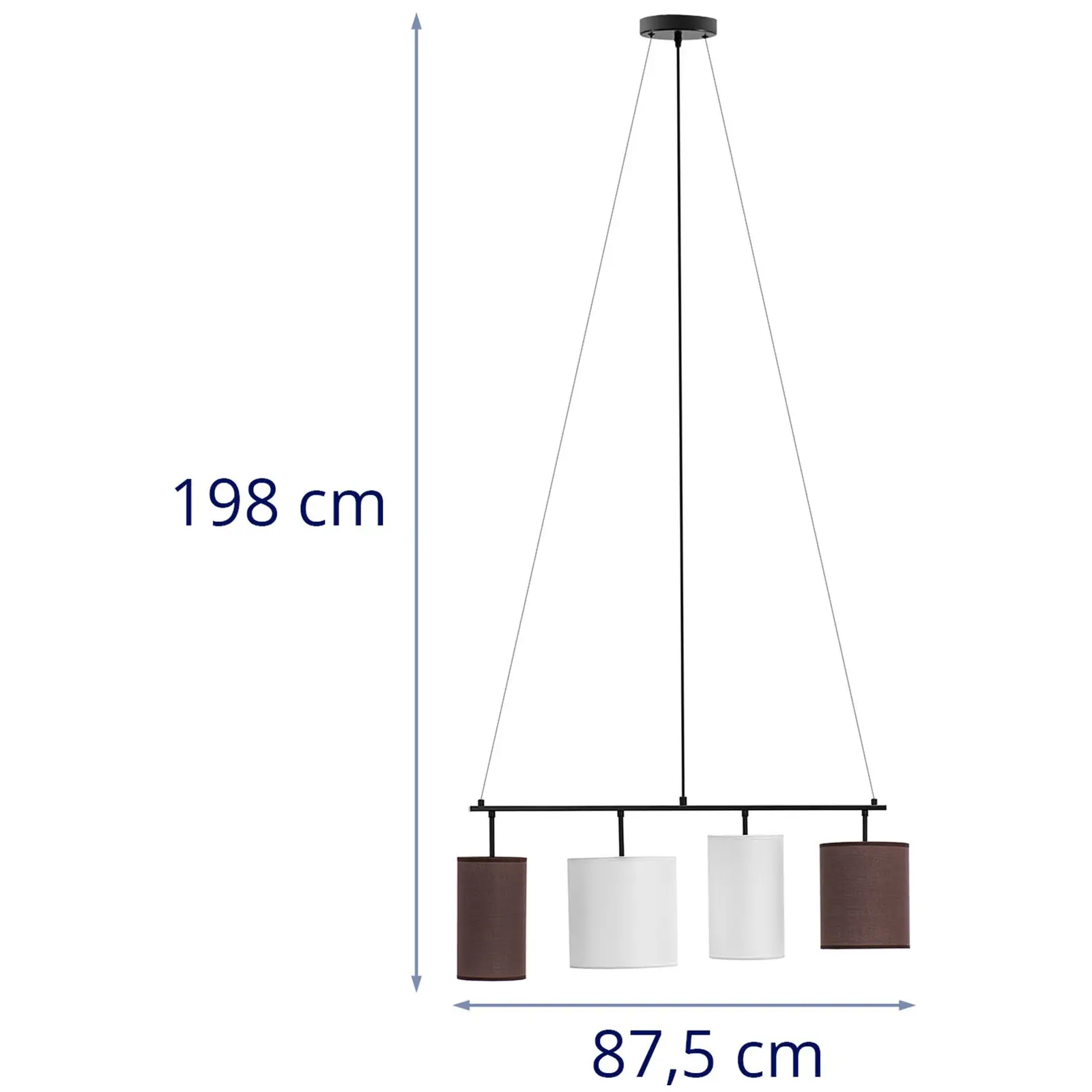 Závesná lampa - 4 žiarovky - látkové tienidlá