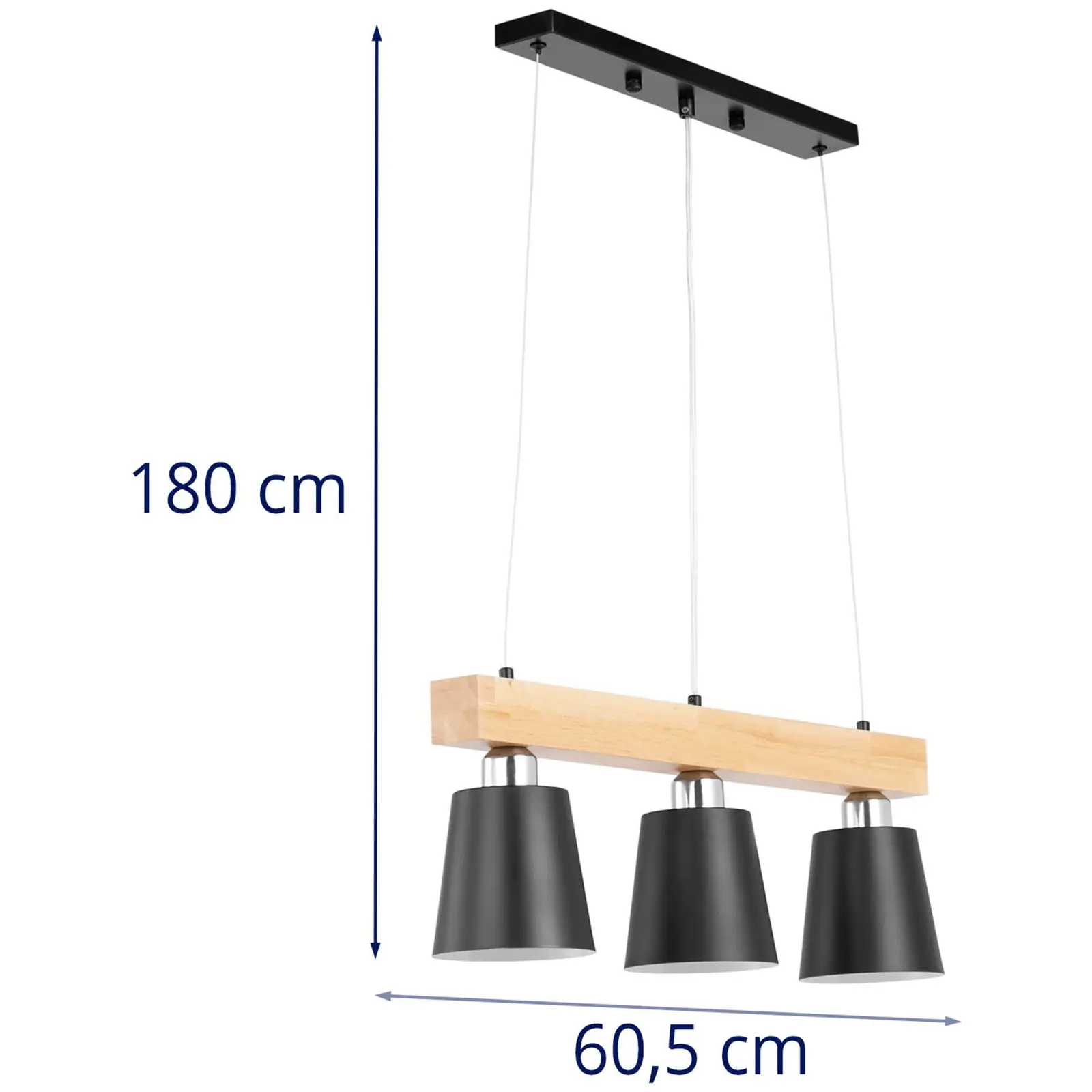 Candeeiro de teto suspenso - 3 pontos - viga de madeira