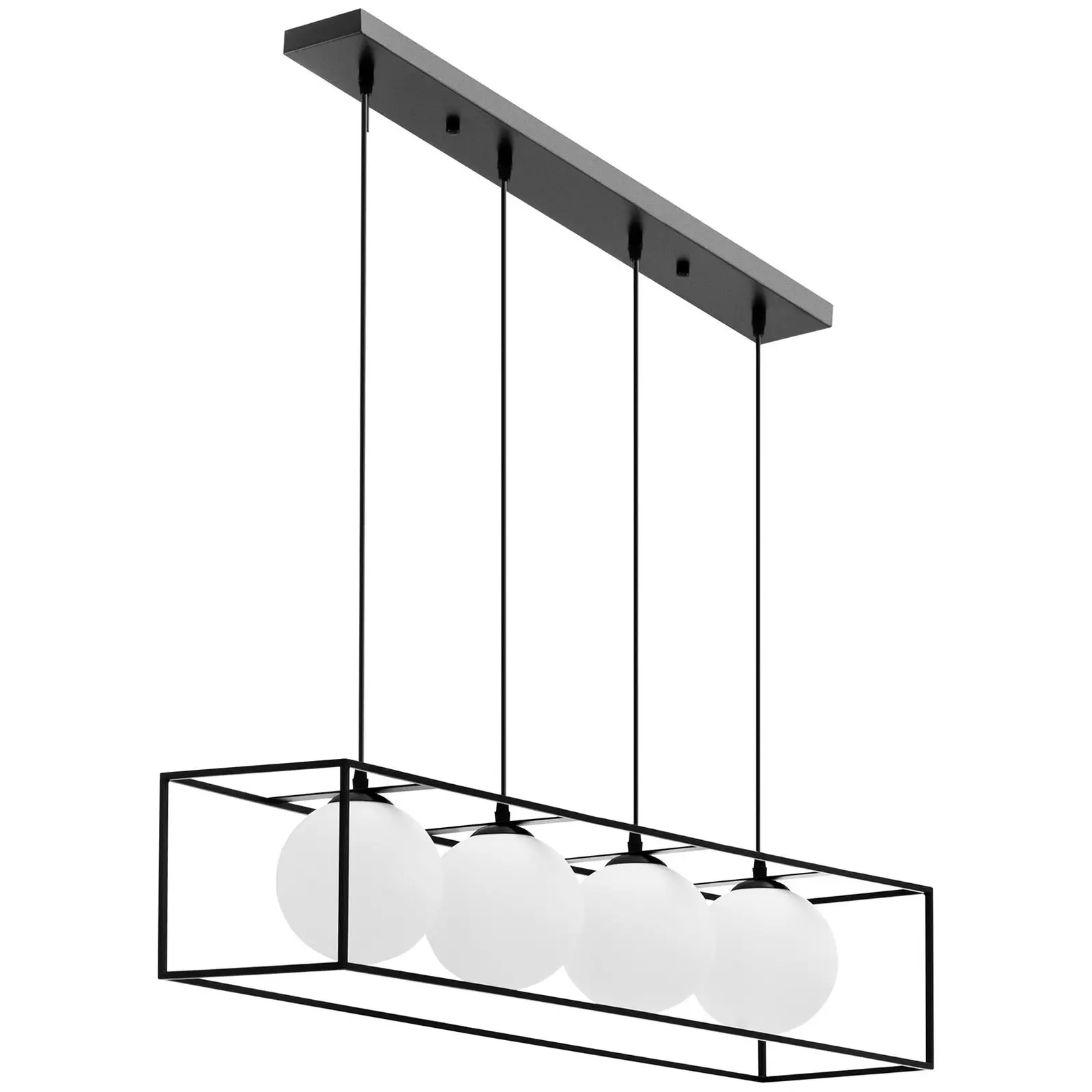 Pendelleuchte - 4 Leuchtmittel - Glaskugeln in Eisenrahmen