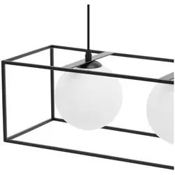 Candeeiro de teto suspenso - 4 pontos - esferas de vidro em estrutura de ferro