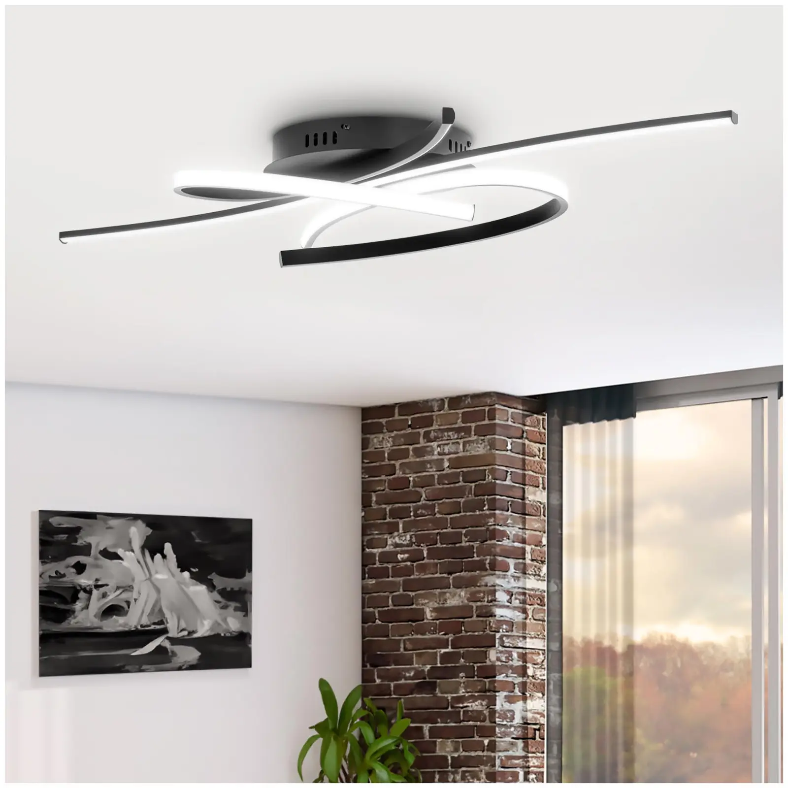 Stropní svítidlo - 3 propletené linie - 50 W - dálkové ovládání (Světlo LED: Ano)
