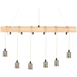 Hængelampe - 6 elpærer - træstang