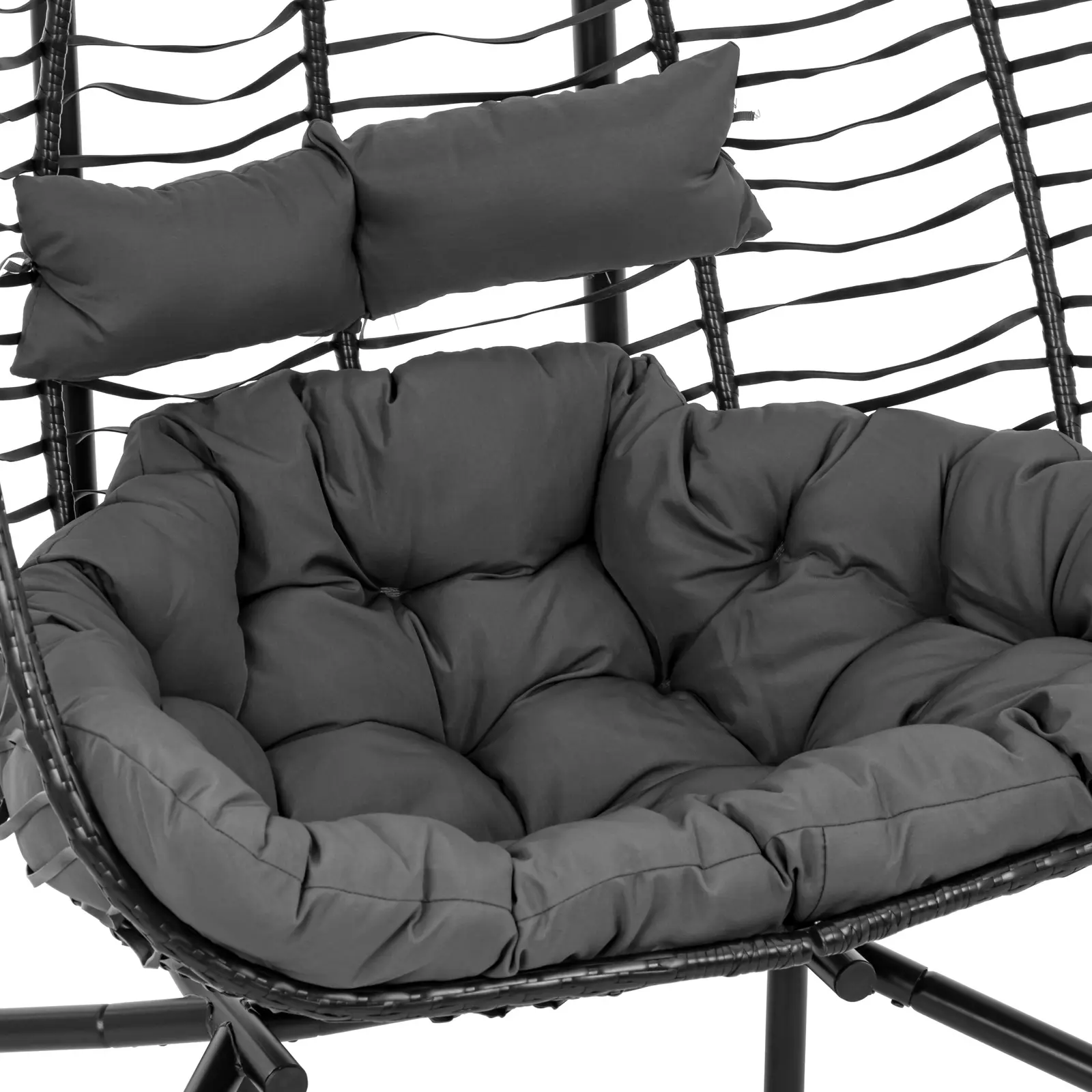 Κρεμαστή καρέκλα εξωτερικού χώρου με βάση - για δύο άτομα - αναδιπλούμενο κάθισμα - μαύρο/γκρι