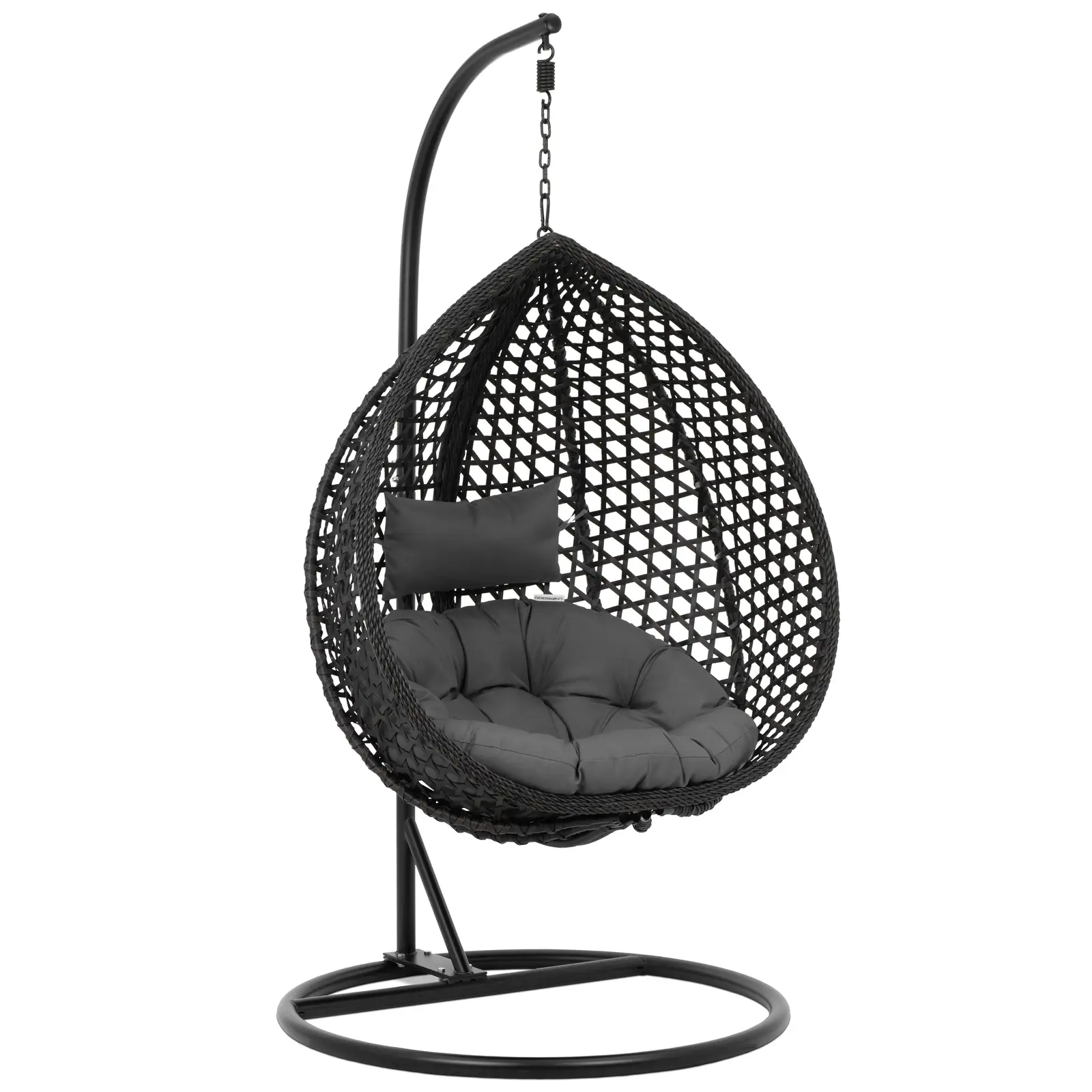 Висящ стол за открито със стойка - сгъваема седалка - черен/сив - форма на сълза