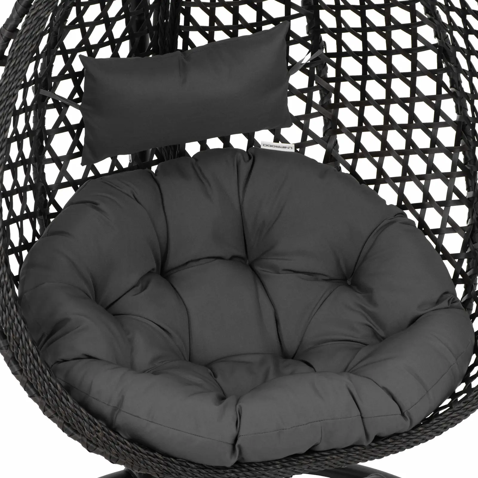 Hængestol udendørs - med stativ - sammenklappeligt sæde - sort og grå - dråbeformet