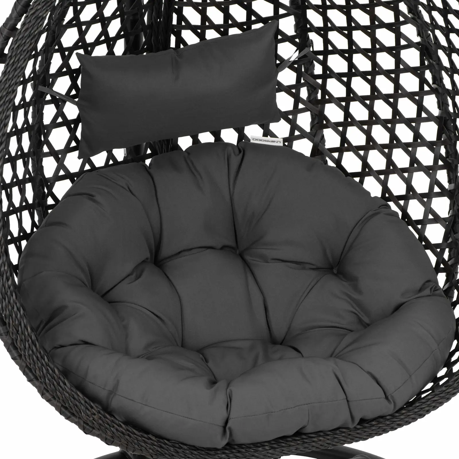 Fauteuil suspendu sur pied - siège pliable - noir/gris - en forme d'œuf (Résistance UV: Oui)