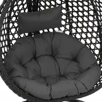 Cadeira suspensa de jardim com estrutura - assento dobrável - preto / cinza - forma de lágrima