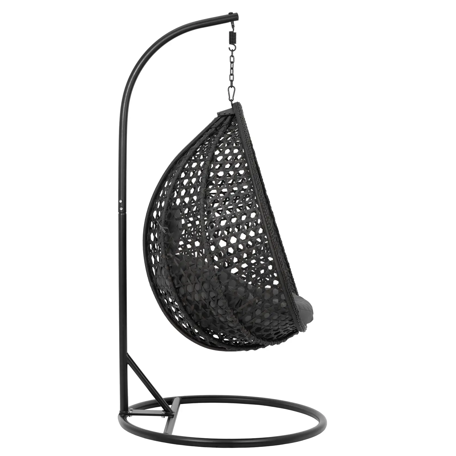 Fauteuil suspendu sur pied - siège pliable - noir/gris - en forme d'œuf