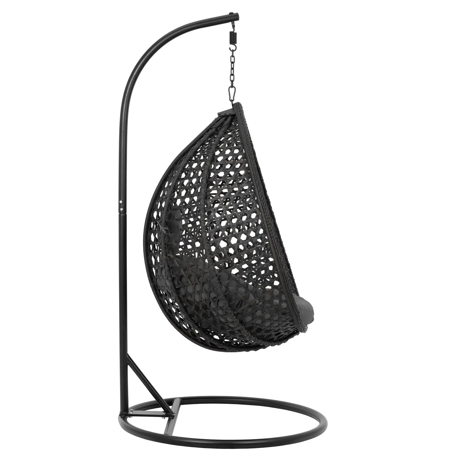 Hængestol udendørs - med stativ - sammenklappeligt sæde - sort og grå - dråbeformet