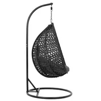 Scaun suspendat pentru exterior cu suport - scaun pliabil - negru/gri - formă de lacrimă