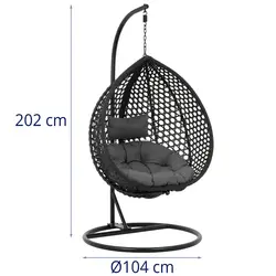 Utendørs hengestol med stativ - sammenleggbart sete - svart/grå - dråpeform