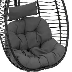 Fotel wiszący ogrodowy z ramą - składane siedzisko - czarny / szary - owalny