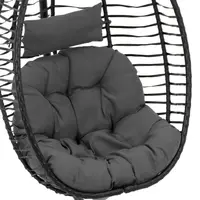 Outdoor-Hängesessel mit Gestell - Sitz zusammenfaltbar - schwarz/grau - oval