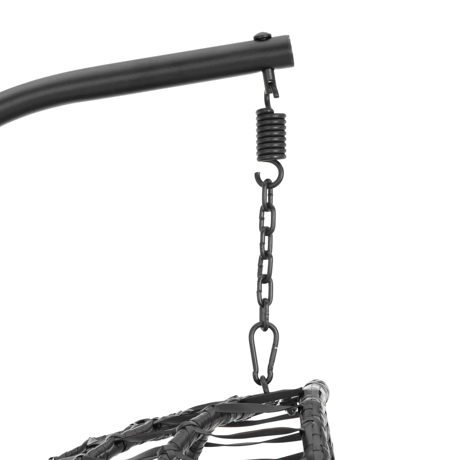Venkovní závěsné křeslo s rámem - skládací sedák - černá/šedá - oválné