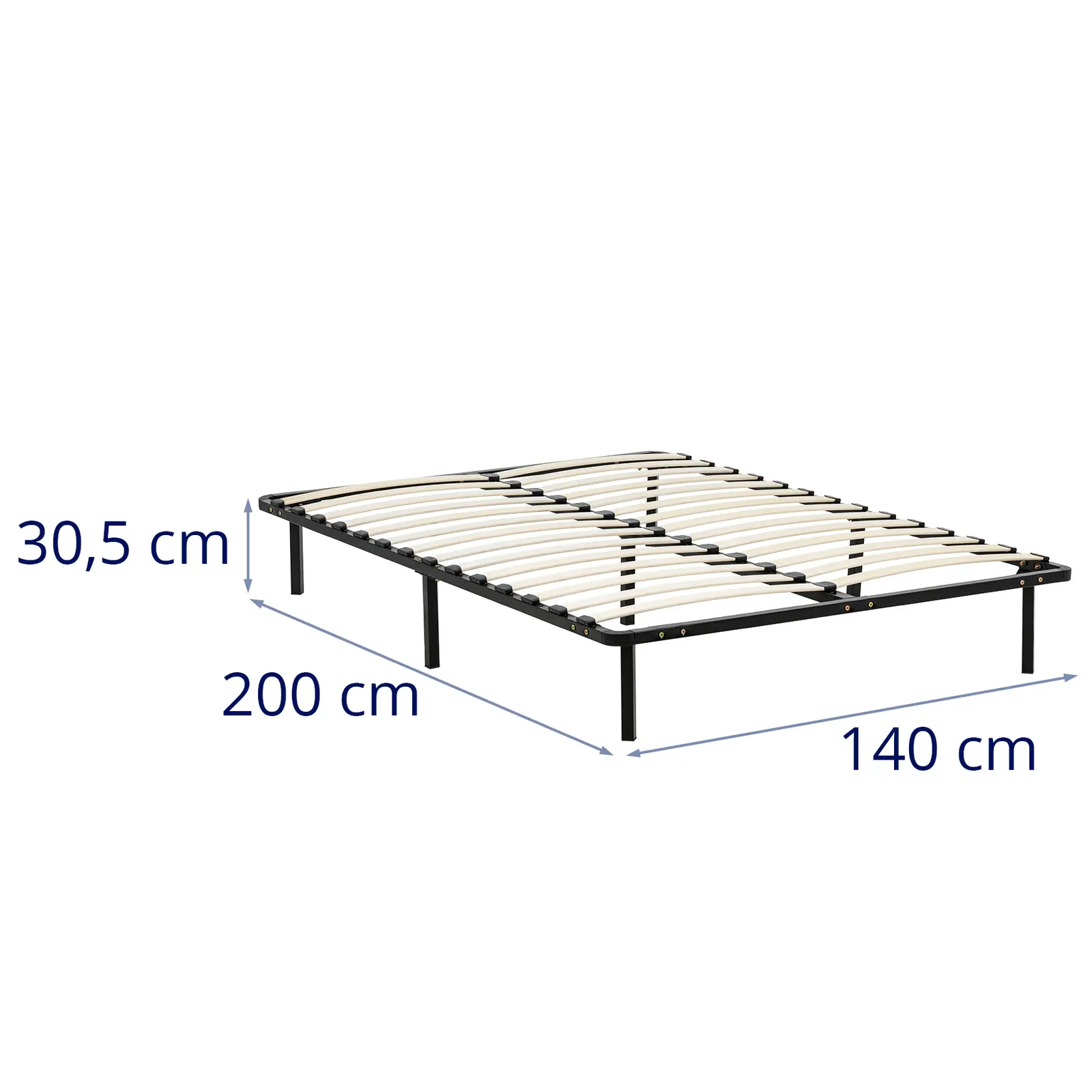 Sängynrunko säleristikolla - 140 x 200 cm - 400 kg - teräs - 7 jalkaa