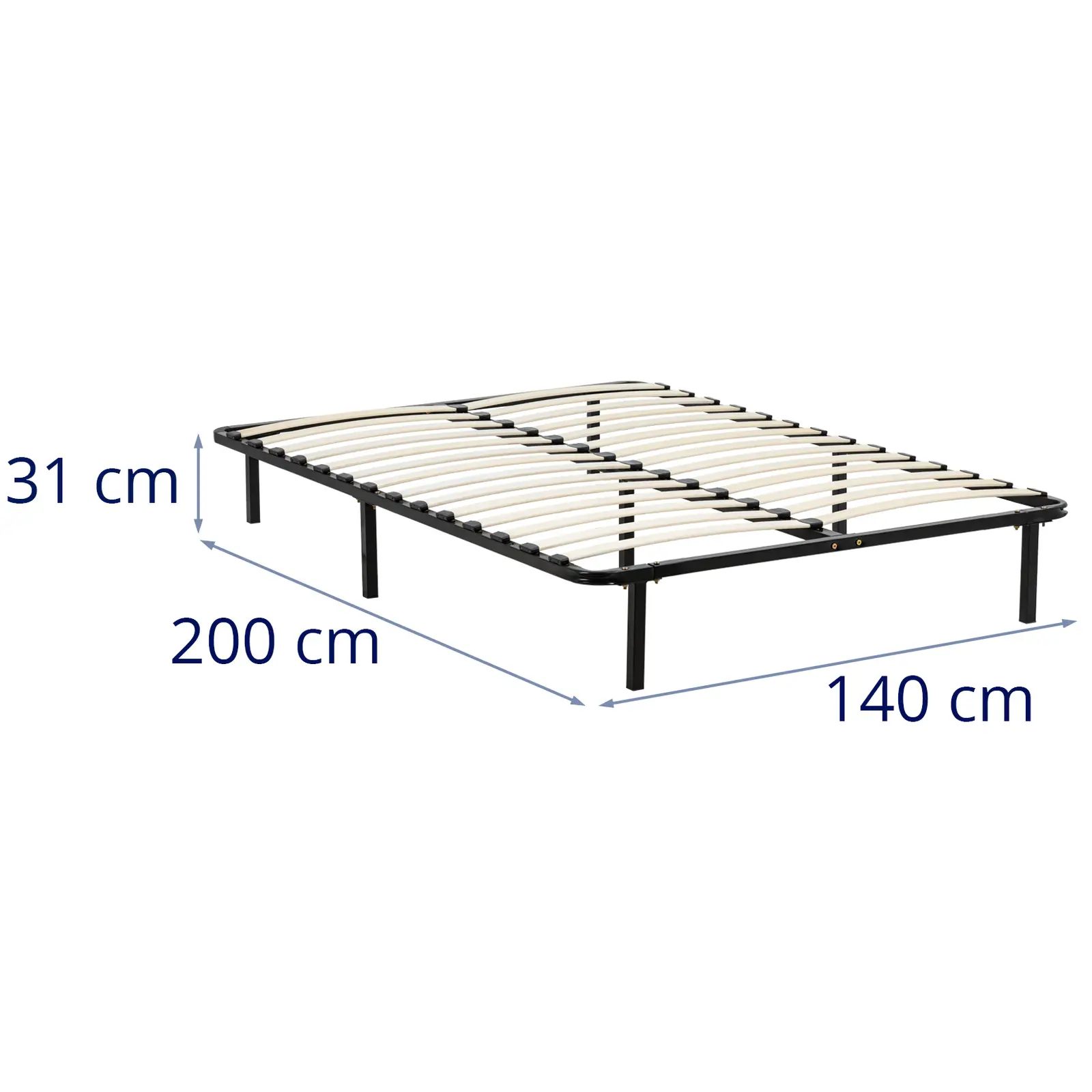 Cama con somier -  140 x 200 cm - 400 kg - acero - 9 patas