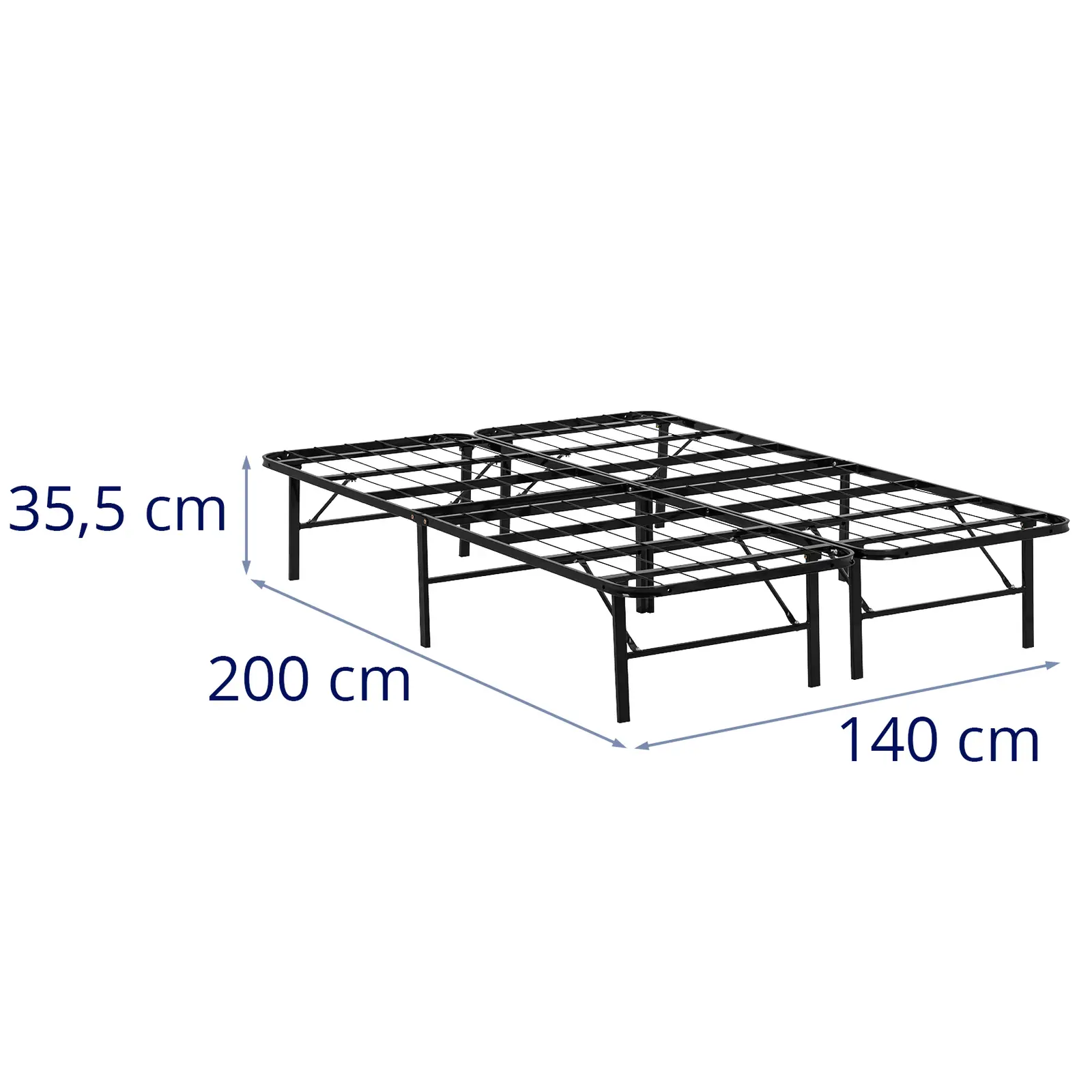 Platformbed - opklapbaar - 140 x 200 cm - 400 kg - staal - met opbergruimte