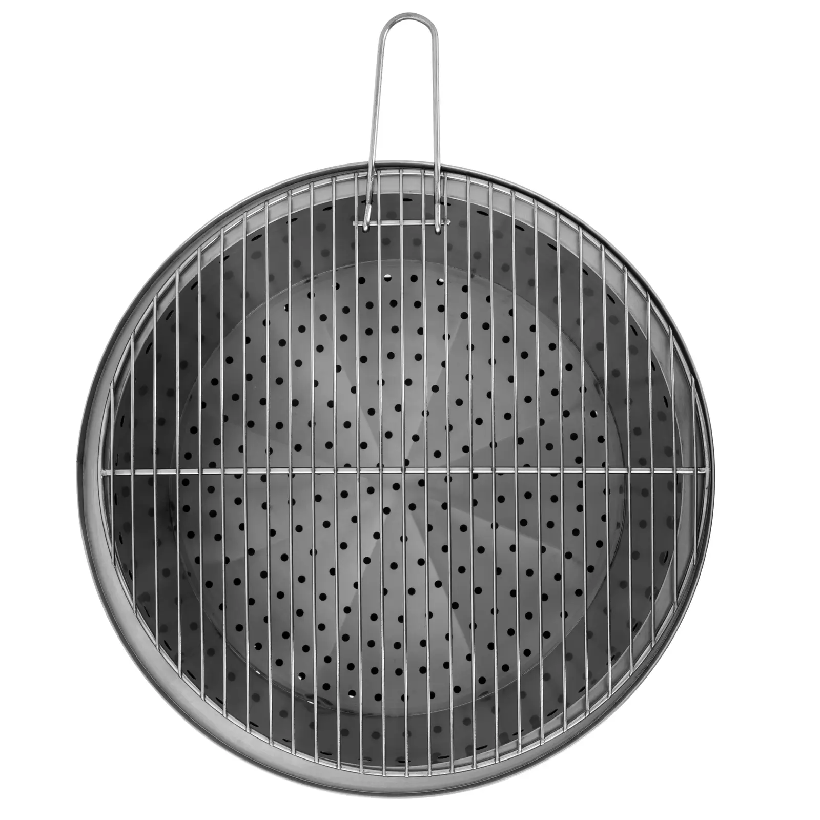 Brasero extérieur - en acier inoxydable - avec grille - 50 x 50 x 45 cm (Mallette de transport comprise: Oui)