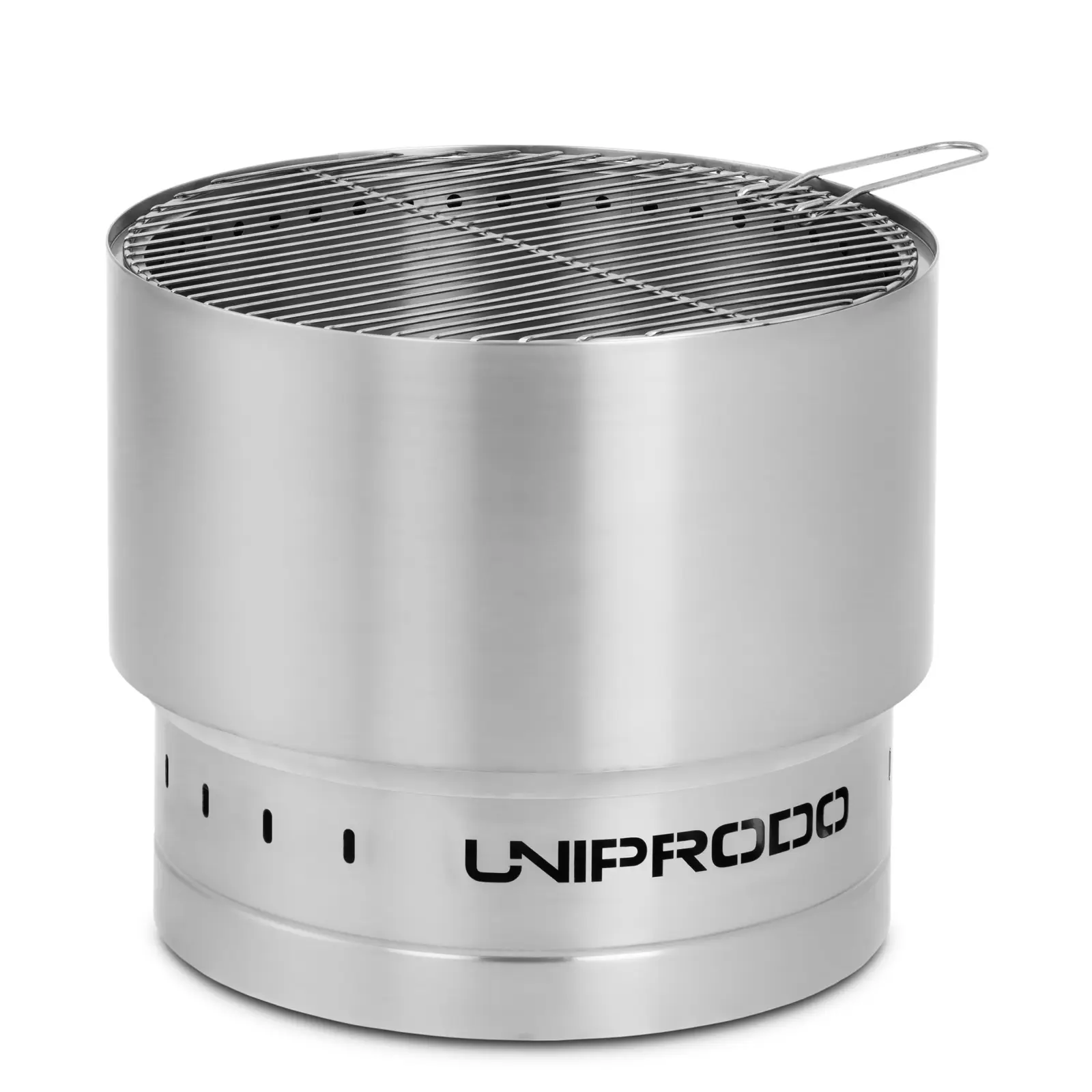 Brasero extérieur - en acier inoxydable - avec grille - 55 x 55 x 48 cm (Épaisseur [mm]: 6)