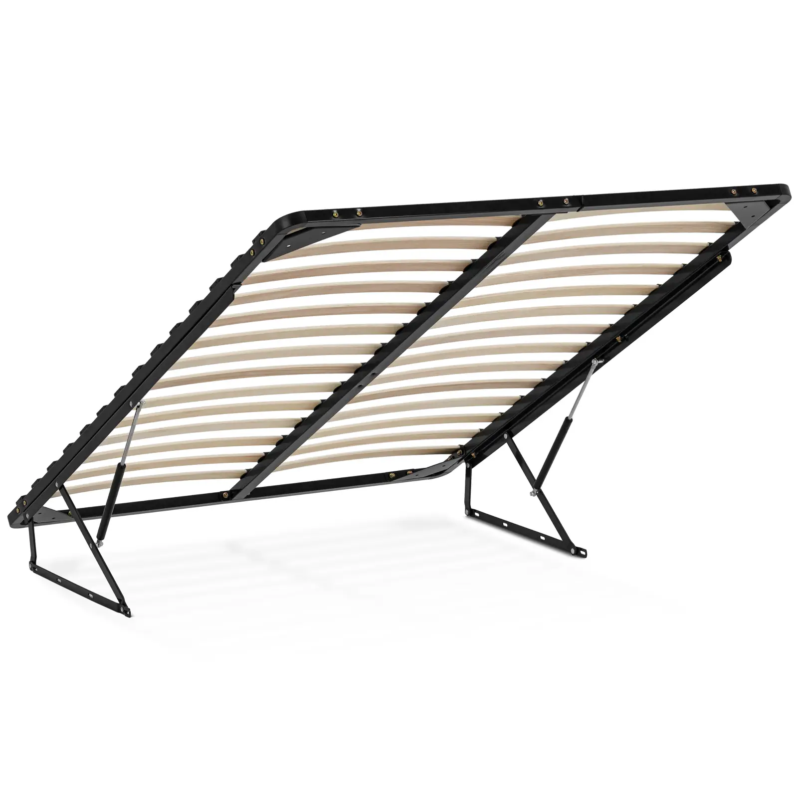 Folding Slatted Bed Base - 140 x 200 cm - 300 kg - underbed storage - 2 gas pressure springs