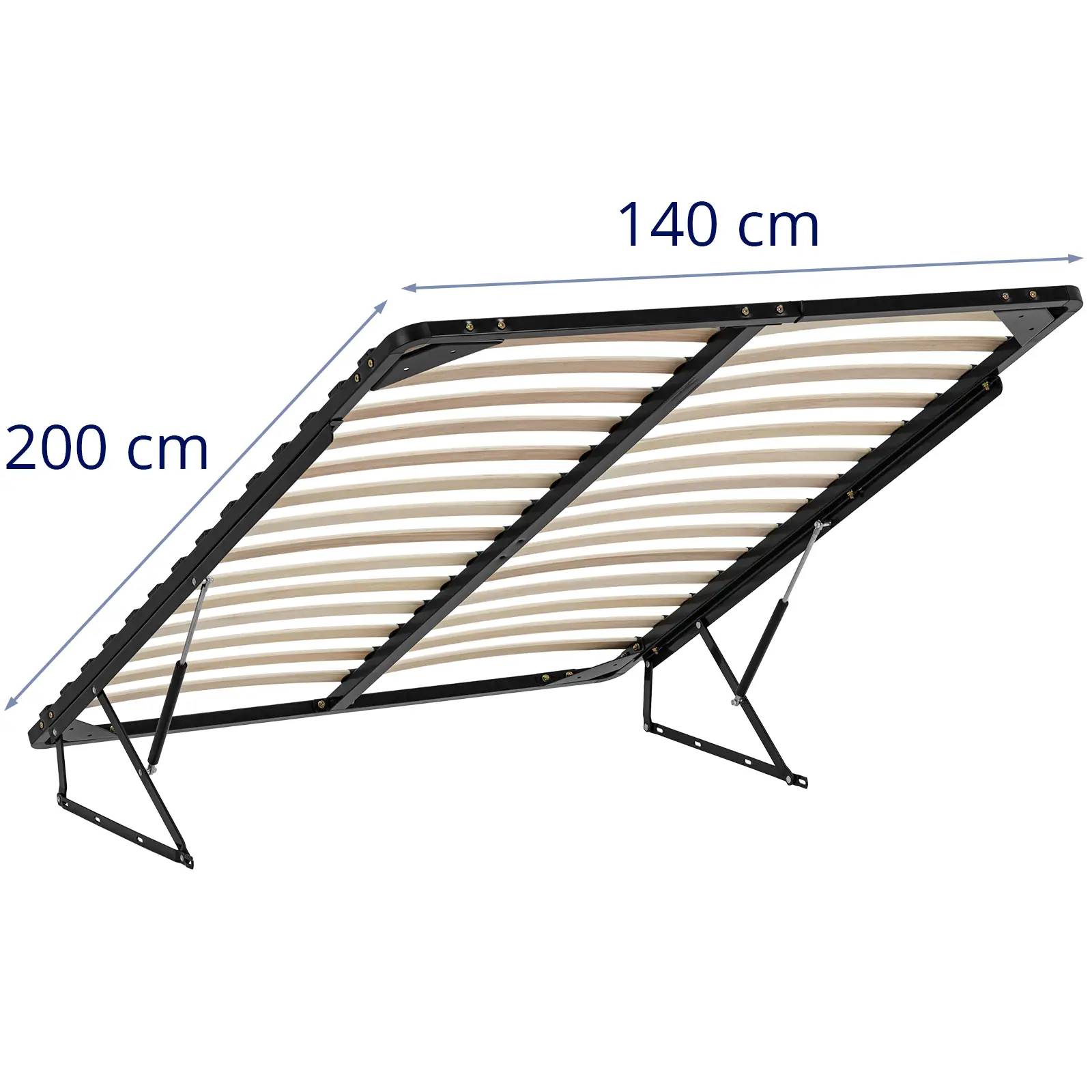 Sammenleggbar sengeramme - 140 x 200 cm - 300 kg - oppbevaring under sengen - 2 gasstrykkfjærer