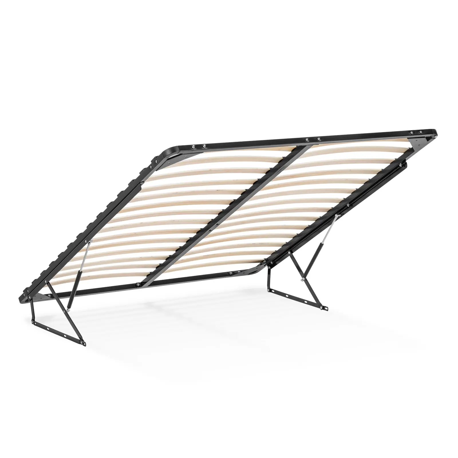 Folding Slatted Bed Base - 160 x 200 cm - 300 kg - underbed storage - 2 gas pressure springs