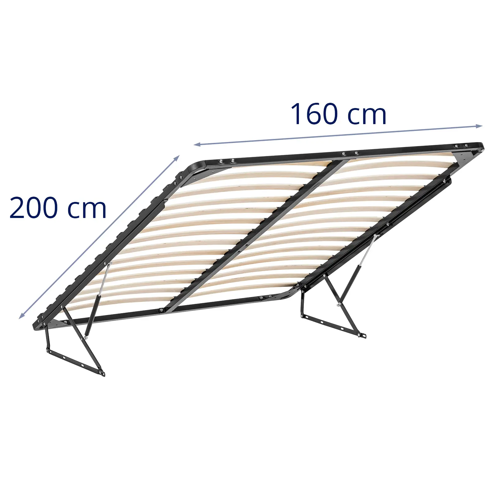 Rete letto pieghevole - 160 x 200 cm - 300 kg - Funzione contenitore - 2 molle a gas