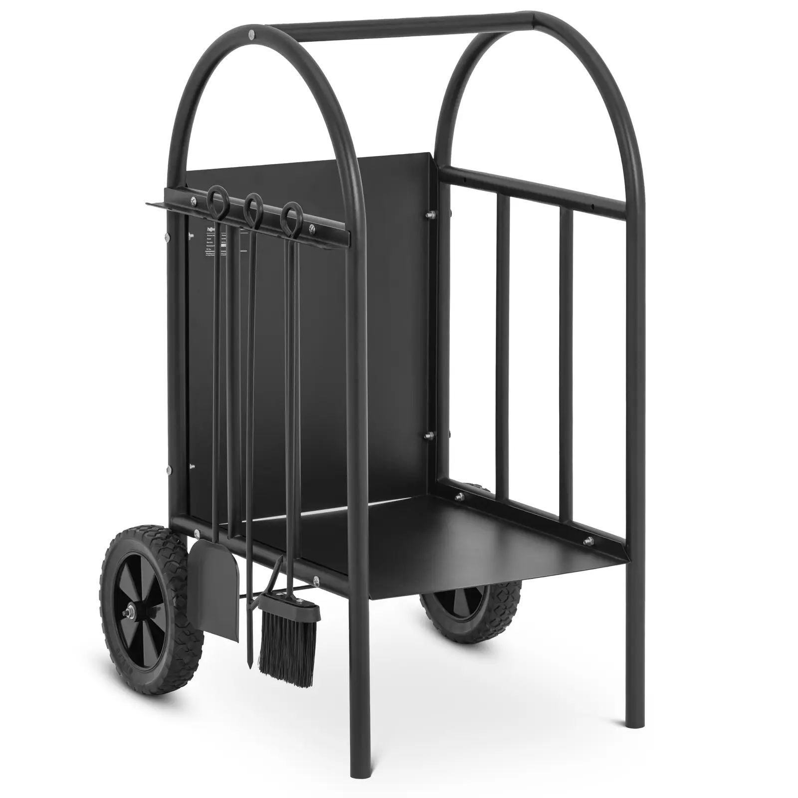 Carrello porta legna - 50 kg - Acciaio - Nero