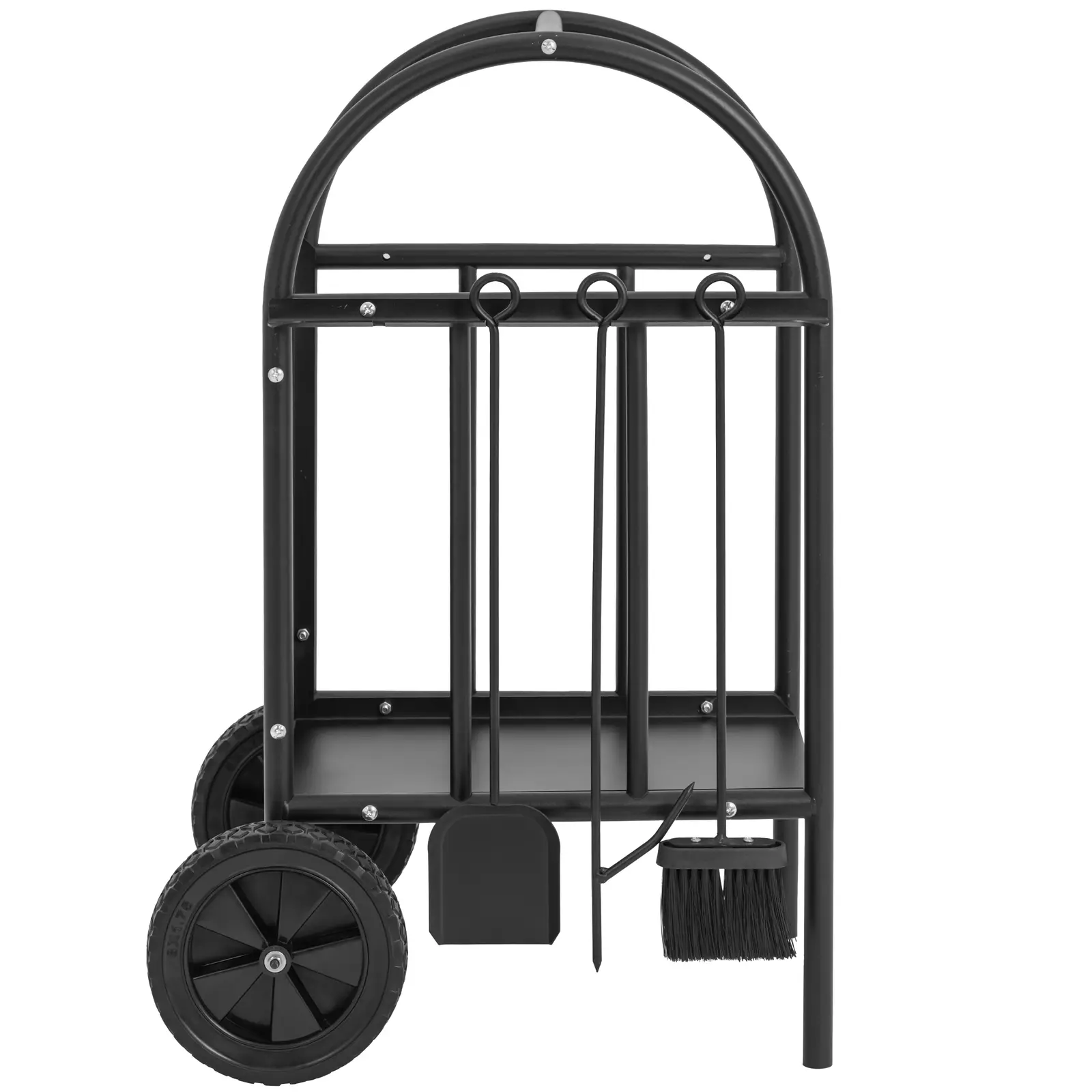 Vozík na dřevo ke krbu - 50 kg - ocel - černý (Materiál: Guma)
