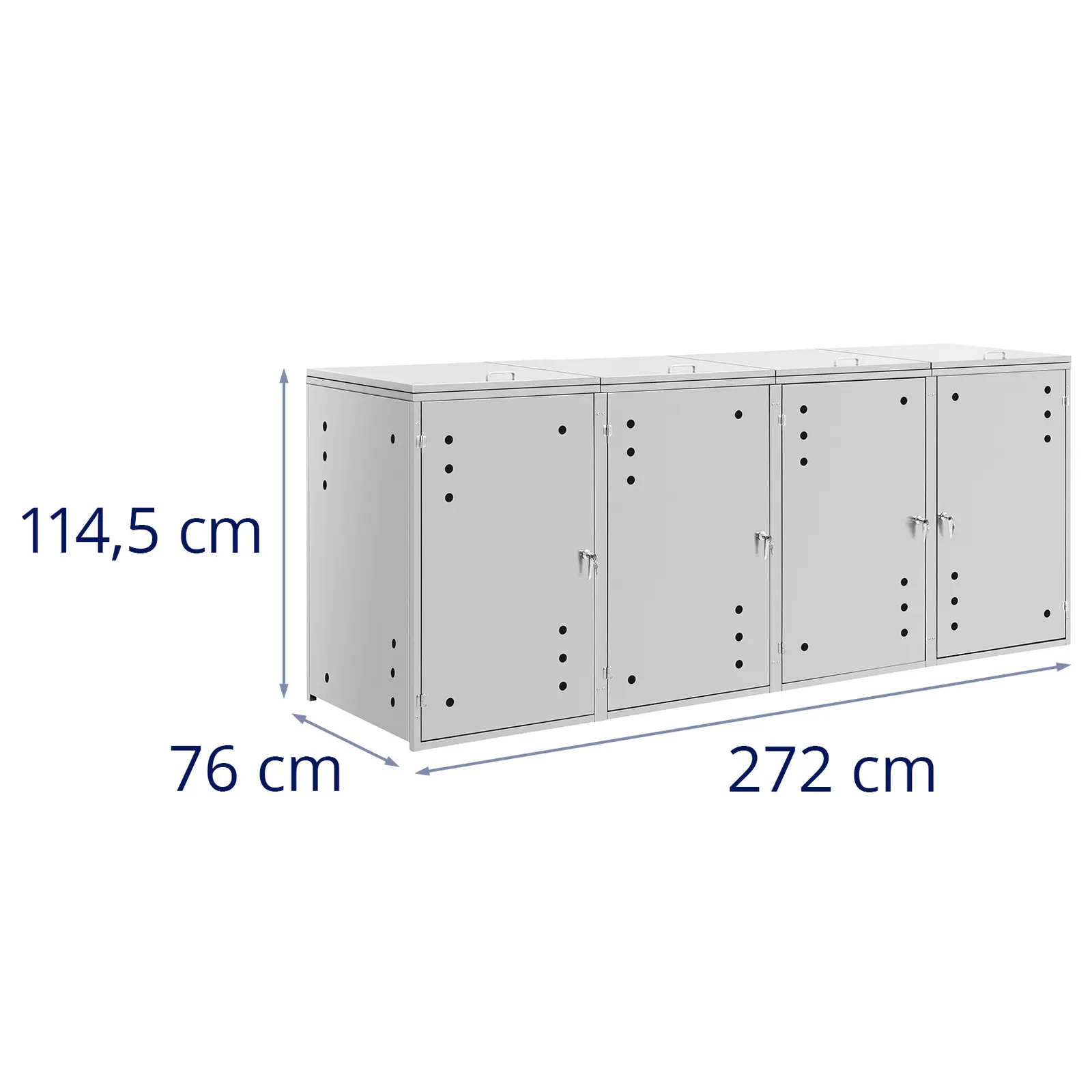 Box na popelnice - 4 x 240 l - větrací otvory (Materiál: Ušlechtilá ocel (201))