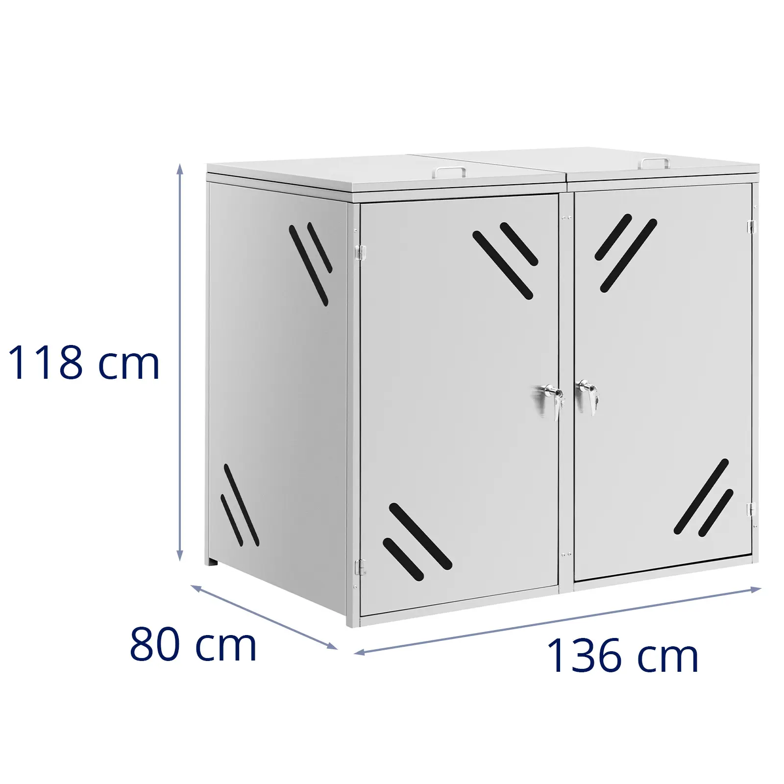 Cache-poubelle - 2 x 240 l - Fentes d'aération (Matériau(x): Acier inoxydable 201)