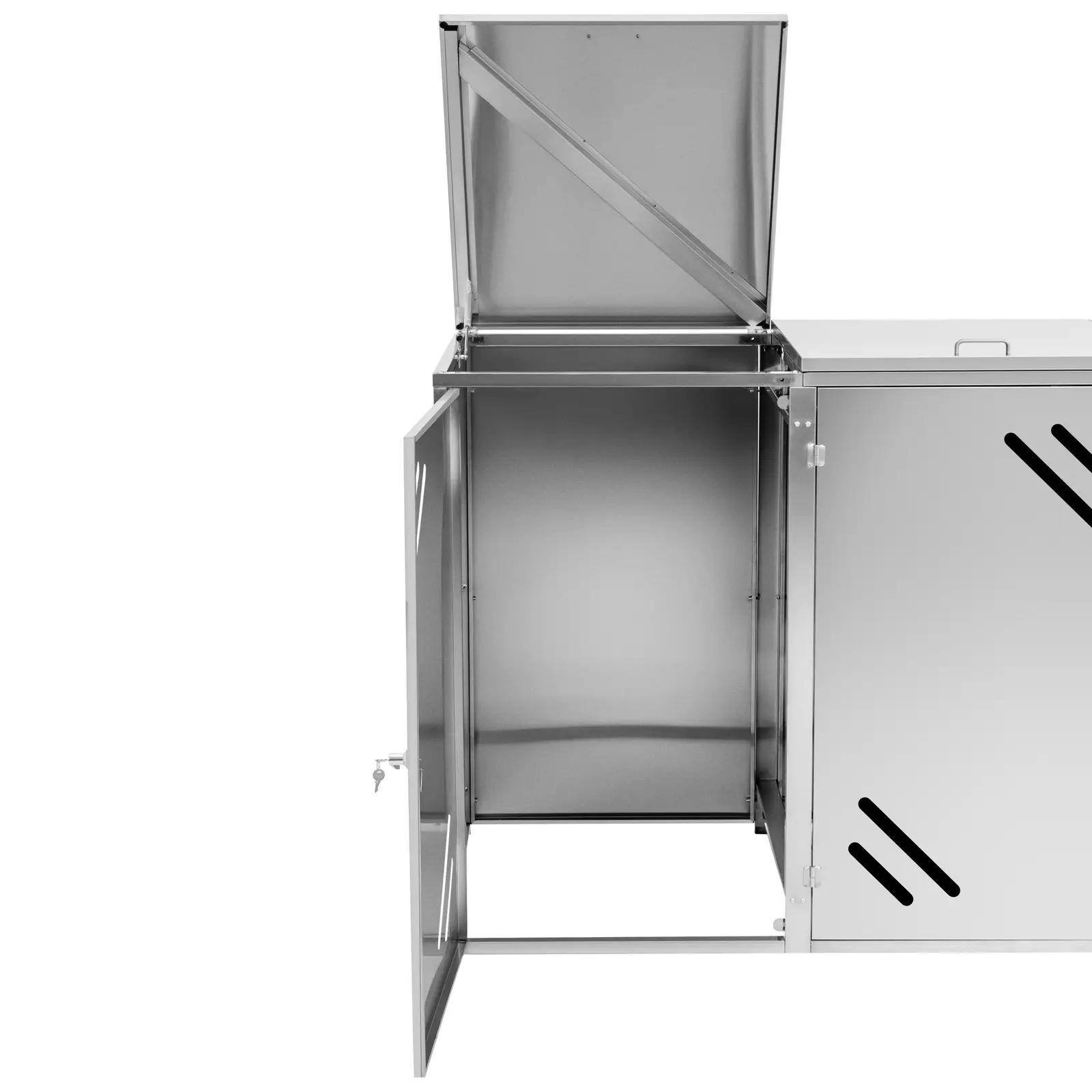 Box na popelnice - 3 x 240 l - větrací štěrbiny (Síla oceli: 0.7 mm)